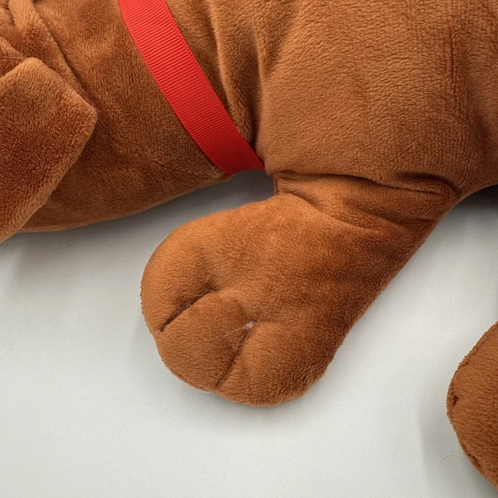 Pound Puppy Plush Dog Brown Black Spots Red Collar Long Ears 2019